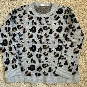 Hem & Thread Gray and Black Animal Print Sweater